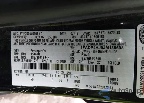 2018 Ford Fiesta S из США, поврежденный, VIN 3FADP4AJ9JM138698